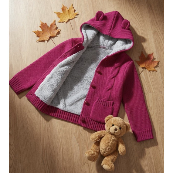 AKO 12-36 ΜΗΝΩΝ ΜΑΛΑΚΗ ΠΛΕΚΤΗ ΖΑΚΕΤΑ ΜΕ ΕΣΩΤΕΡΙΚΗ ΕΠΕΝΔΥΣΗ ΚΑΙ ΦΟΔΡΑ ΣΤΟ ΜΑΝΙΚΙ