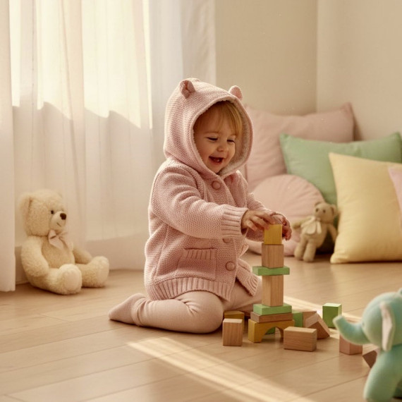 AKO 12-36 ΜΗΝΩΝ ΜΑΛΑΚΗ ΠΛΕΚΤΗ ΖΑΚΕΤΑ ΜΕ ΕΣΩΤΕΡΙΚΗ ΕΠΕΝΔΥΣΗ ΚΑΙ ΦΟΔΡΑ ΣΤΟ ΜΑΝΙΚΙ