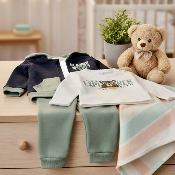 0-18 ΜΗΝΩΝ ΦΟΥΤΕΡ ΣΥΝΟΛΟ 3 ΤΕΜΑΧΙΩΝ ΜΕ ΖΑΚΕΤΑ ΜΠΛΟΥΖΑ ΠΑΝΤΕΛΟΝΙ